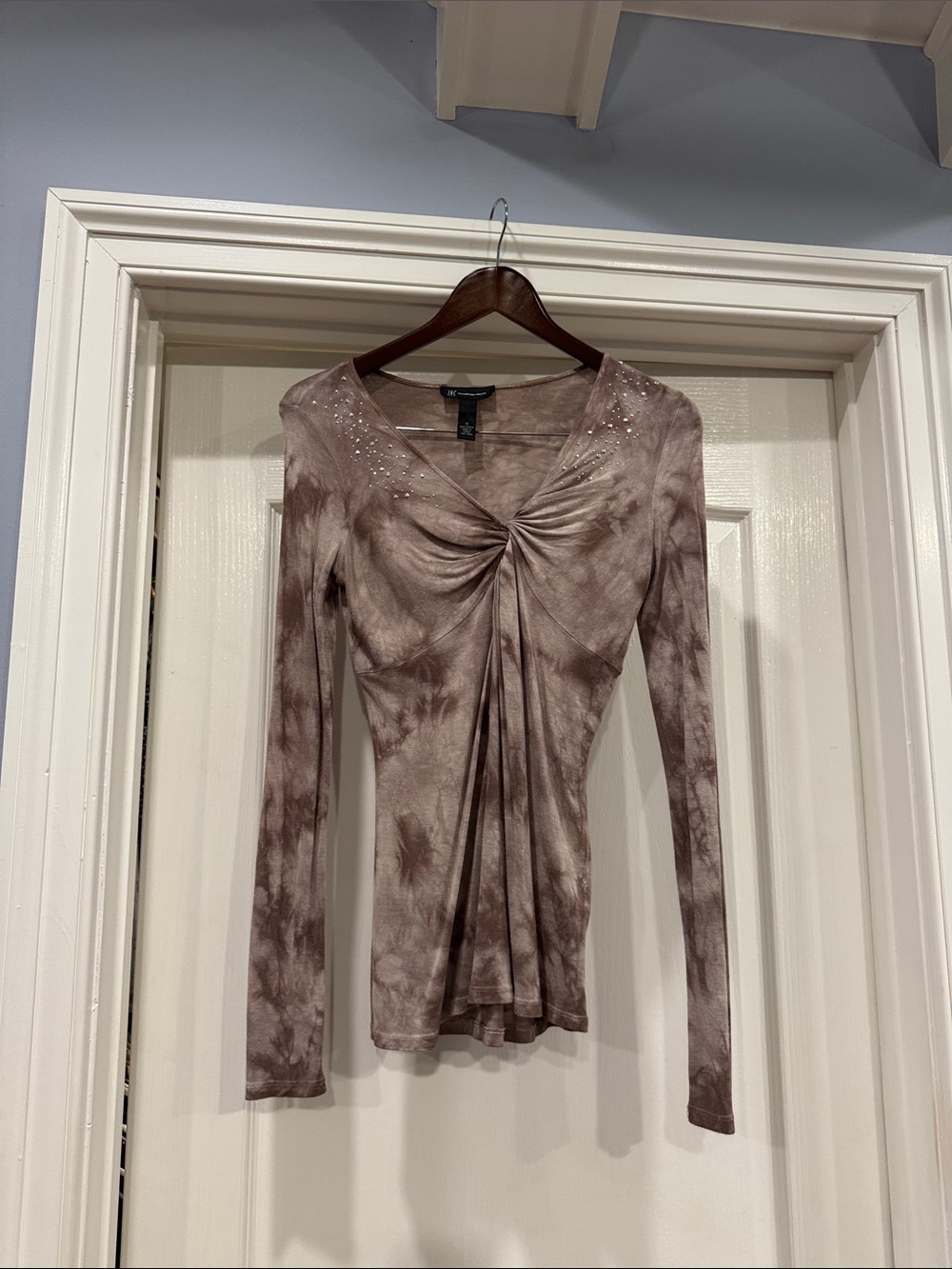 Inc brown tie dyed top medium